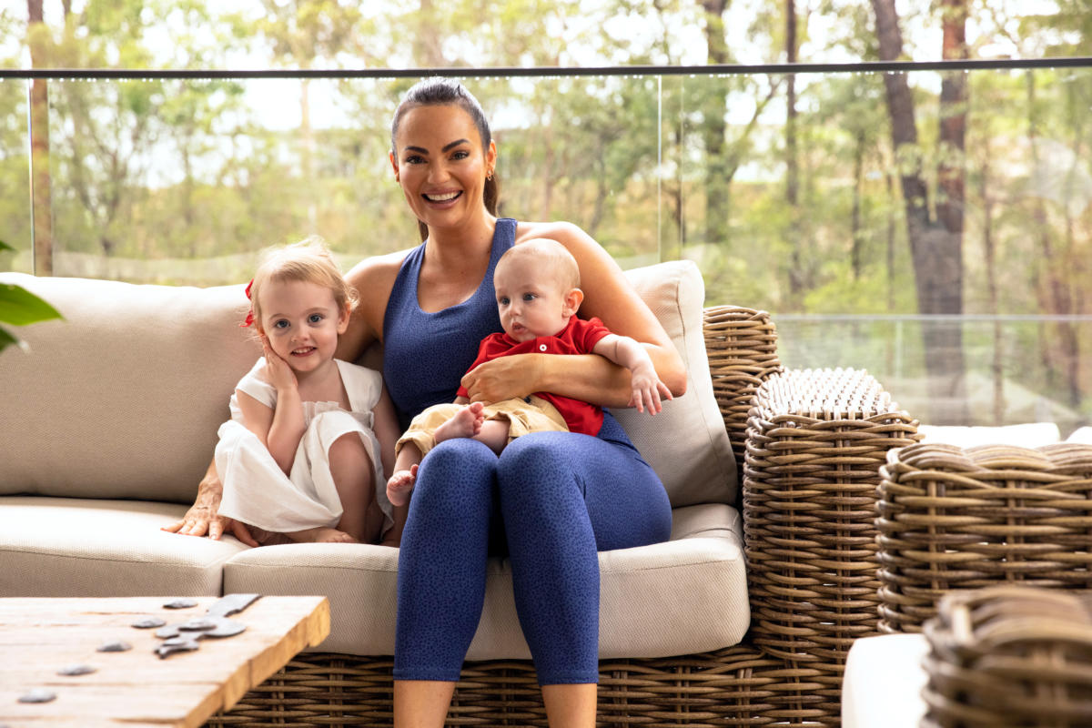 Emily Skye with her children, Mia and Izaac (image supplied)