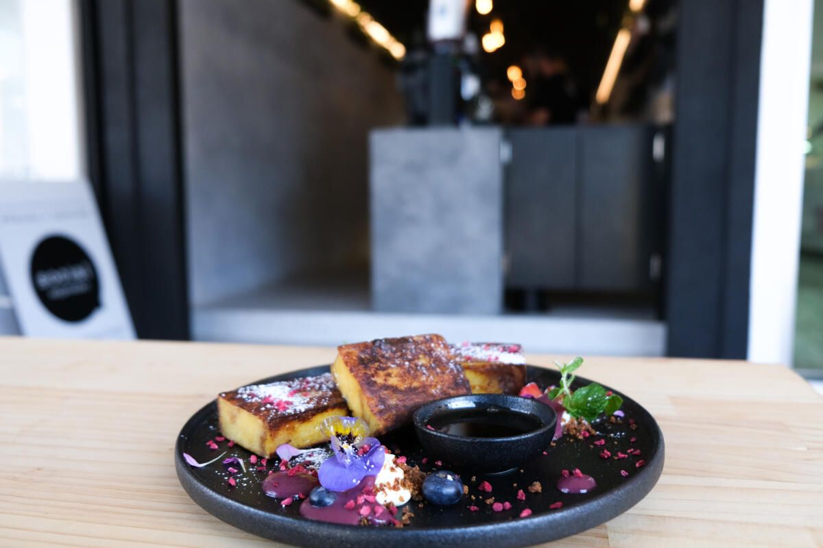 French Toast with blackberry curd and vanilla Mascarpone at Sweet Bambino (Image: © 2021 Inside Gold Coast)