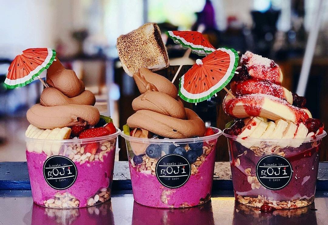 Acai Bowls with Coco Whip from Goji Granola Bar & Cafe (image supplied)