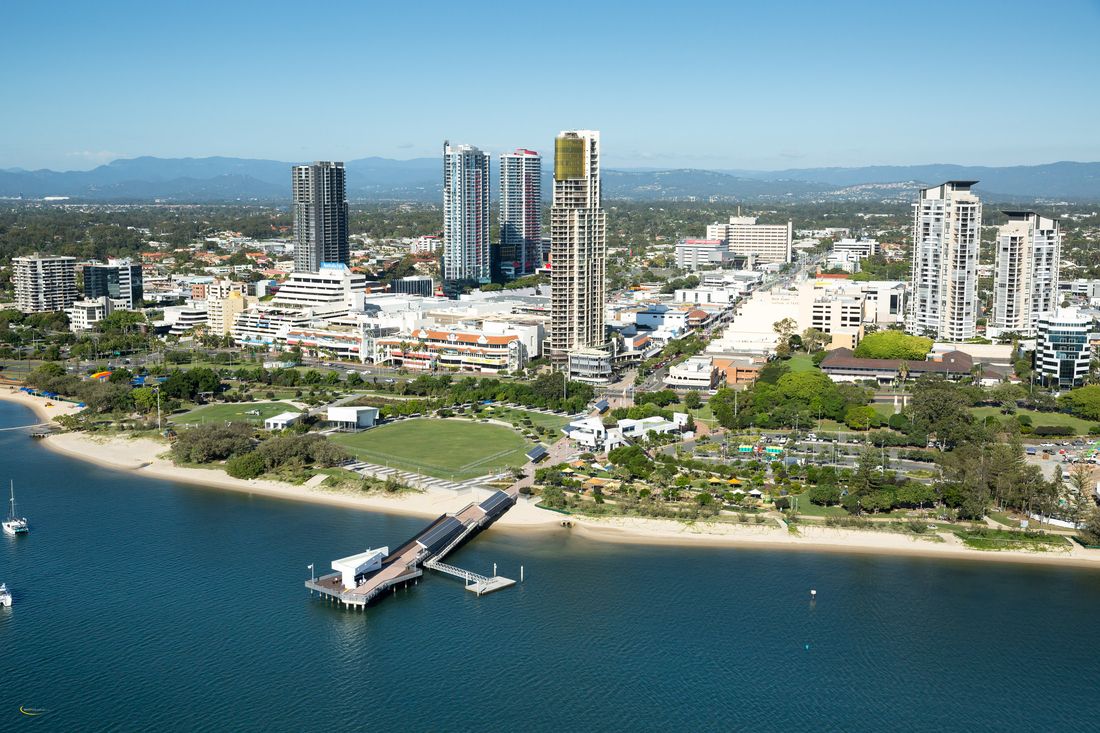 Aerial view of Broadwater Parklands, Australia Fair and Southport central business district (image supplied)