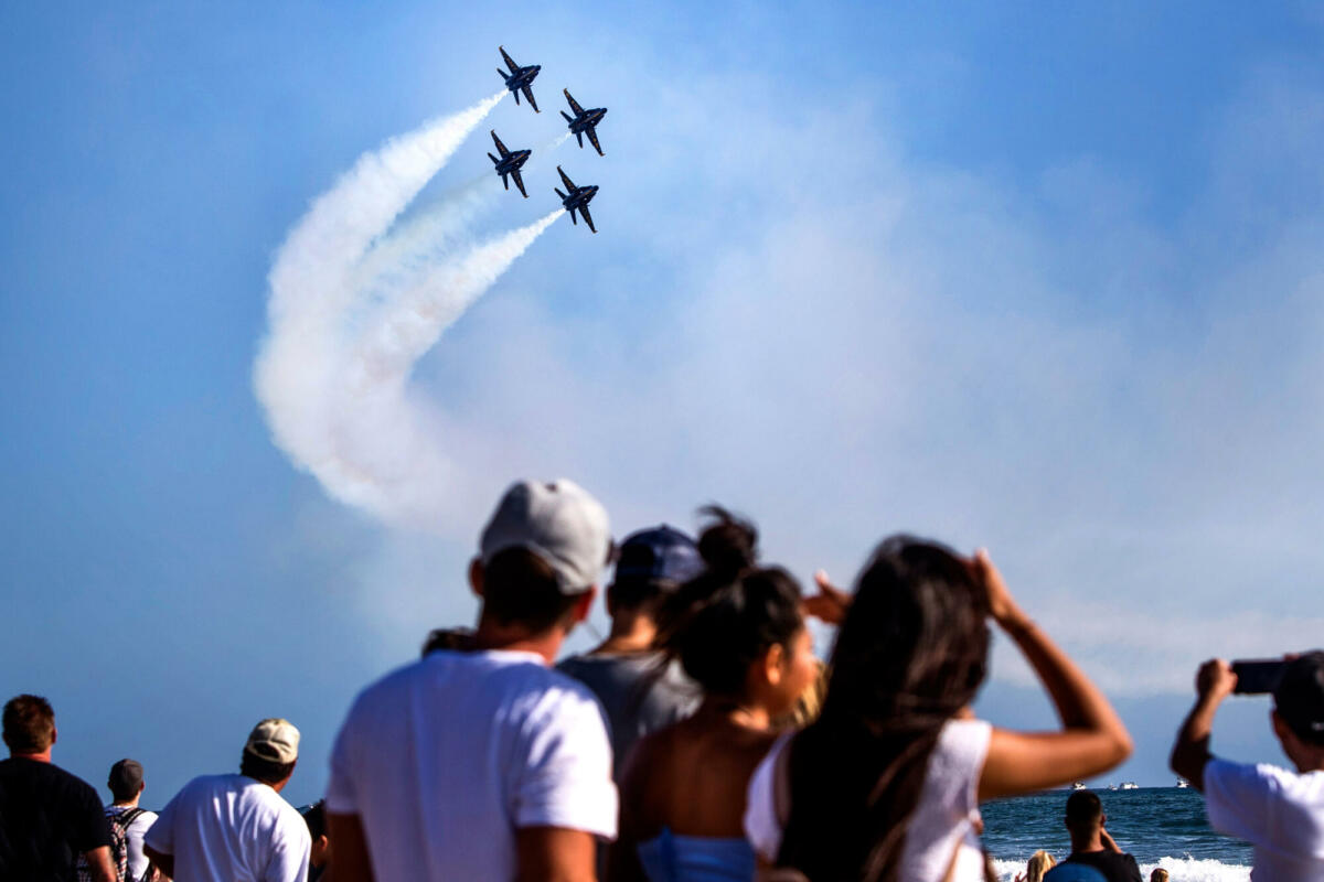 Pacific Airshow - US Navy Blue Angels in the diamond (image supplied)