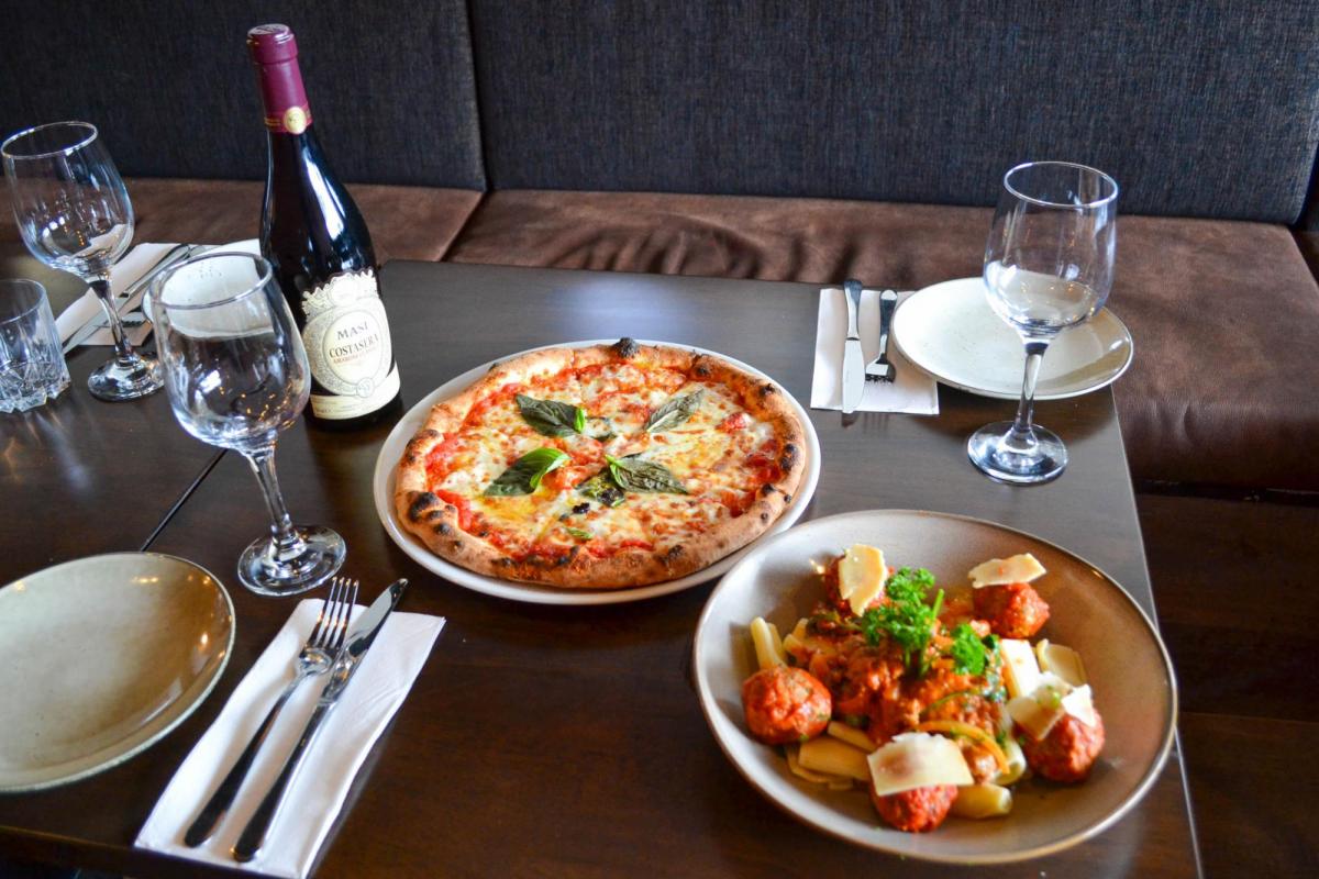 Margherita Pizza & Polpette In Sugo Pasta from Georges on Sorrento (Image: © 2022 Inside Gold Coast)