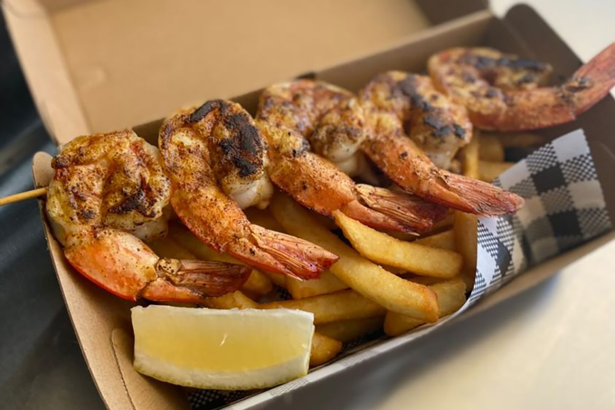 Grilled King Prawns, Small Fry, Robina (image supplied)