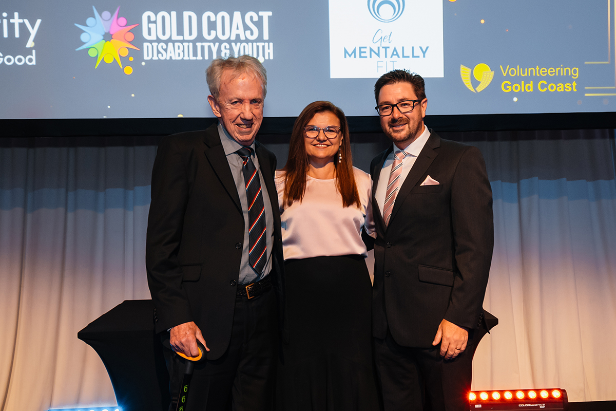 Peter Mark – Founder of Volunteering Gold Coast, Josie Kay – Chair, Brad Cooper – CEO (image supplied)