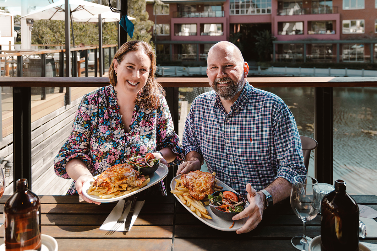Carly Fradgley and Adam Fitzgibbons, Robina Pavilion, Baby Give Back Parmy-thon (image supplied)