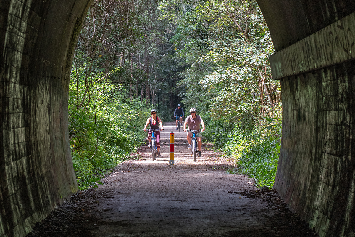 Approaching the 500M long Burringbar tunnel on the Northern Rivers Rail Trail, Better By Bike (image supplied)