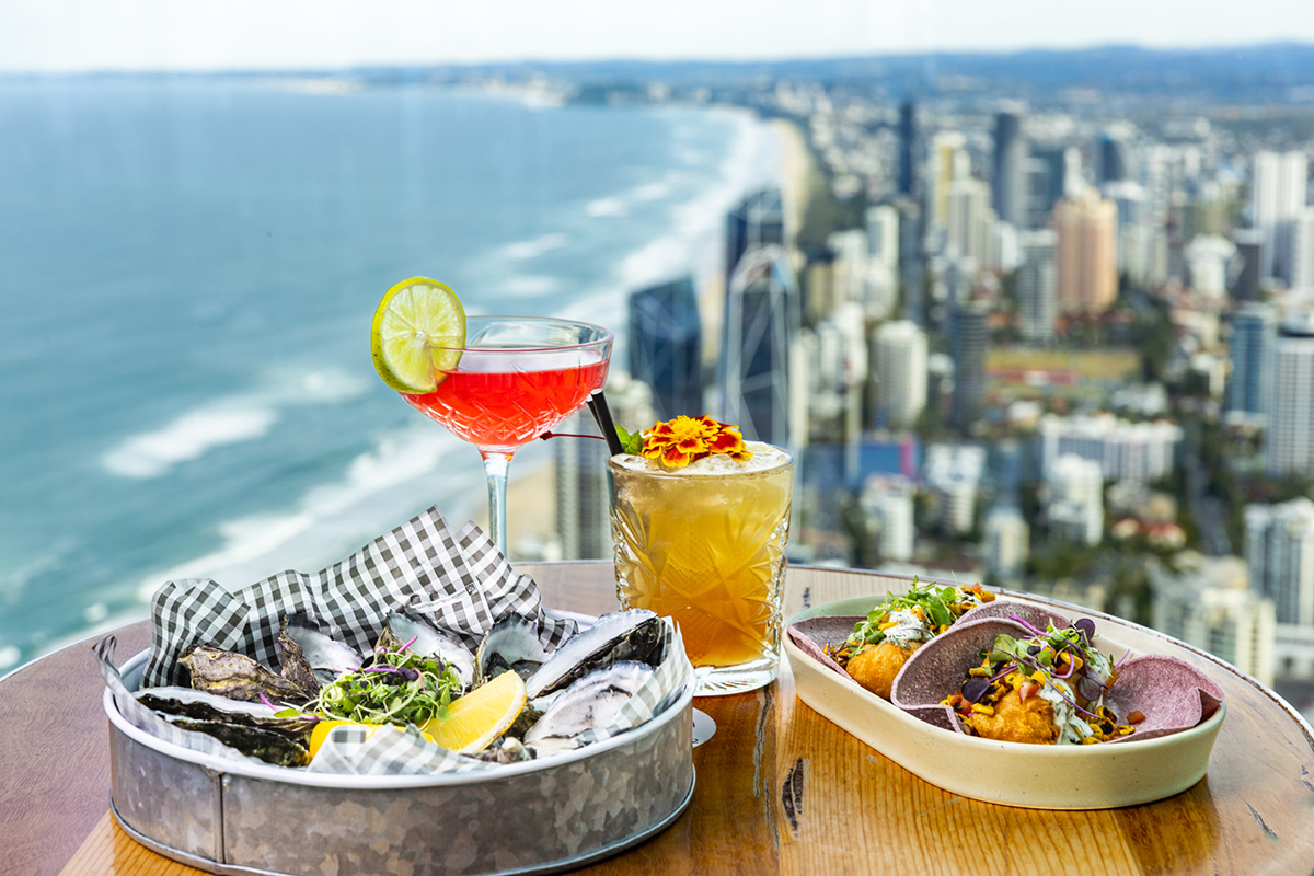 Food and cocktails at the revamped SkyPoint, Surfers Paradise (image supplied)