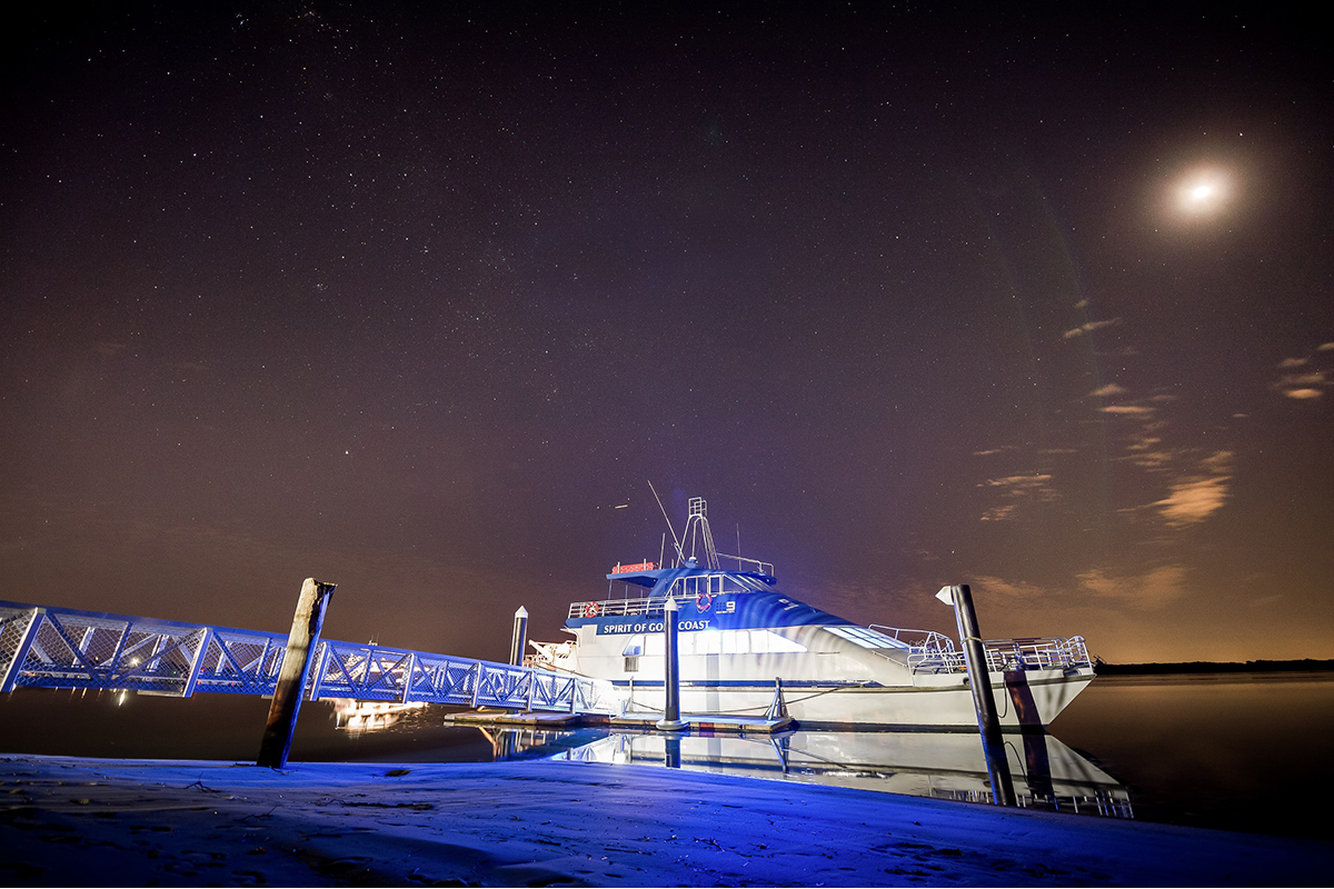 Night shot of Spirit of Gold Coast boat (image supplied)