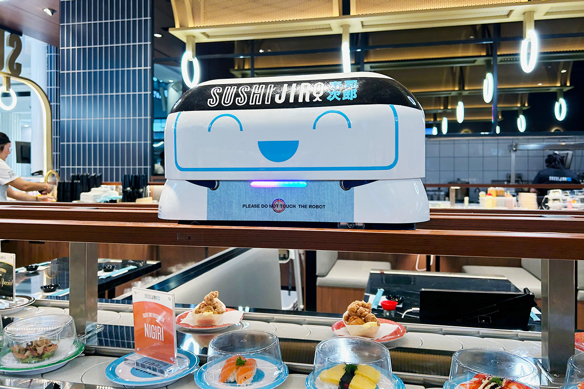 Food delivery robot at Sushi Jiro, Broadbeach (Image: © 2024 Inside Gold Coast)
