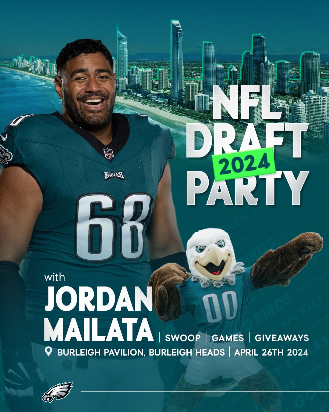 Australia’s first NFL draft party and first live day one draft pick (image supplied)