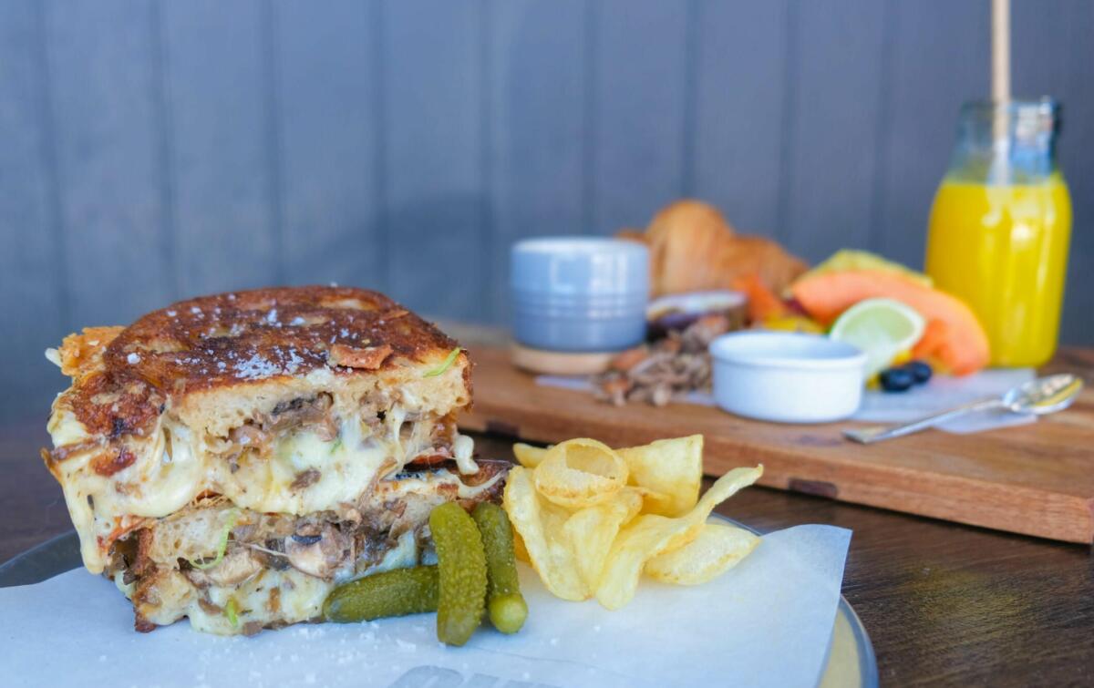 Mushroom Toastie with caramelised onion, mixed mushrooms, thyme & mozzarella, Cheese Me Baby (Image: © 2021 Inside Gold Coast)
