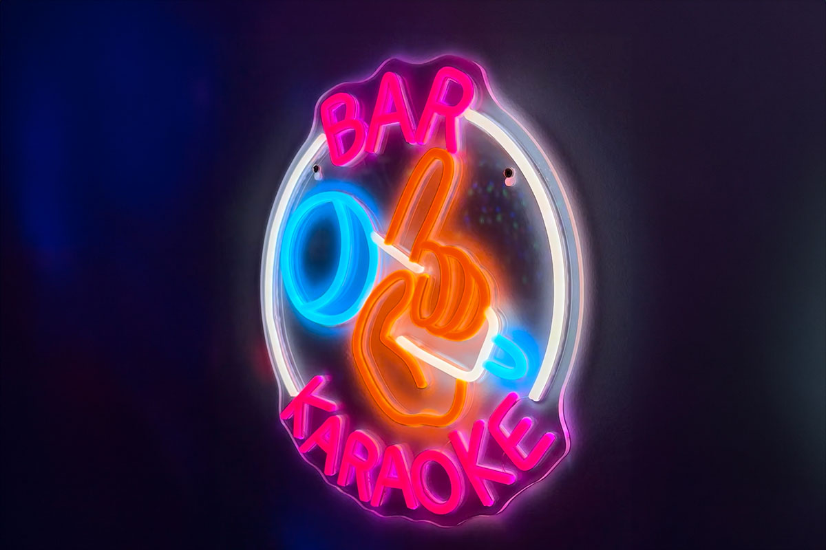Karaoke neon at Roji Cat, Miami (Image: © 2024 Inside Gold Coast)