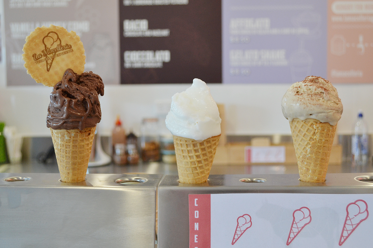 Dark Chocolate gelato, lemon sorbet, and Pistachio gelato, La Macelleria, Mermaid Waters (Image: © 2023 Inside Gold Coast)