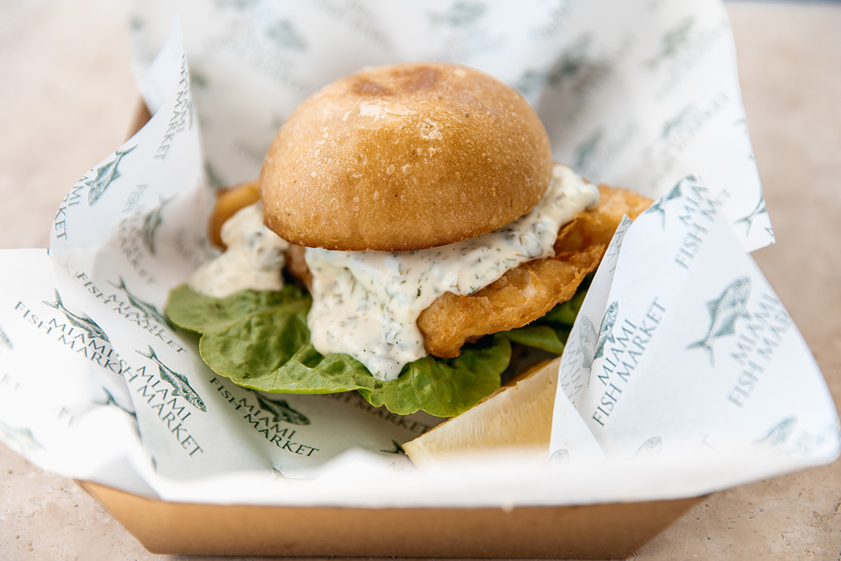Fish burger, Miami Fish Market, Miami (image supplied)