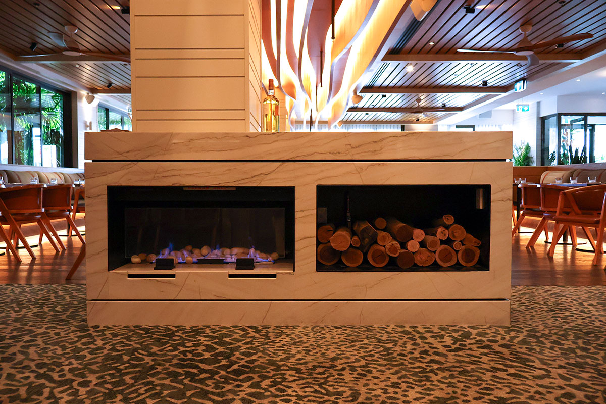Fireplace at Cora, Broadbeach (image supplied)