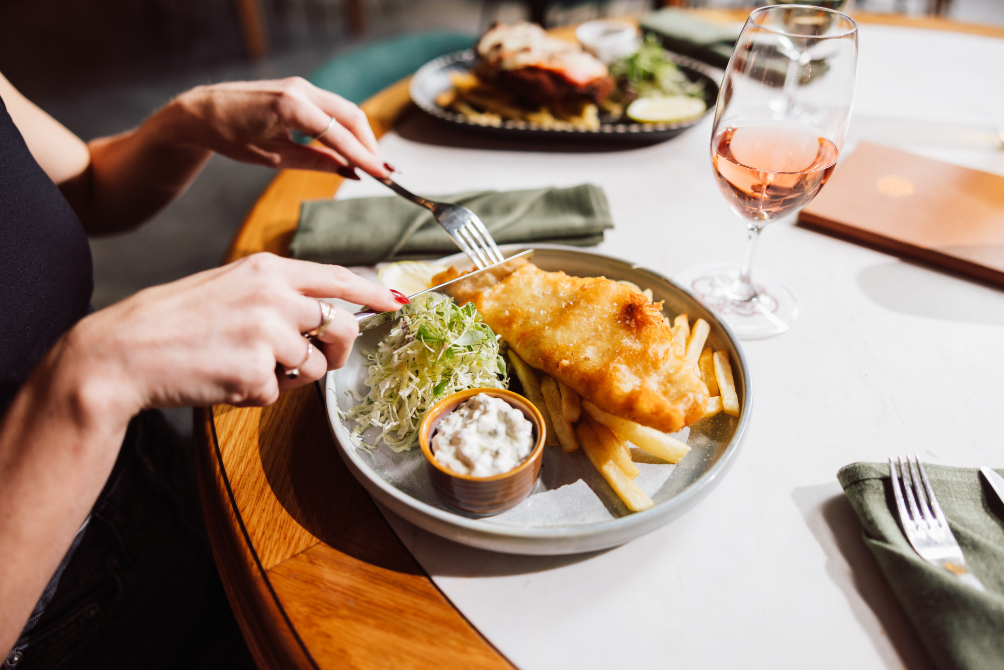 Fish ‘n’ Chips, $18 Daily Lunch, Goldie's, The Island Gold Coast, Surfers Paradise (image supplied)